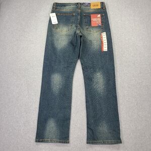 Izod Comfort Stretch Denim Jeans Mens 30x30 Relaxed Fit Lexington Wash Whiskers